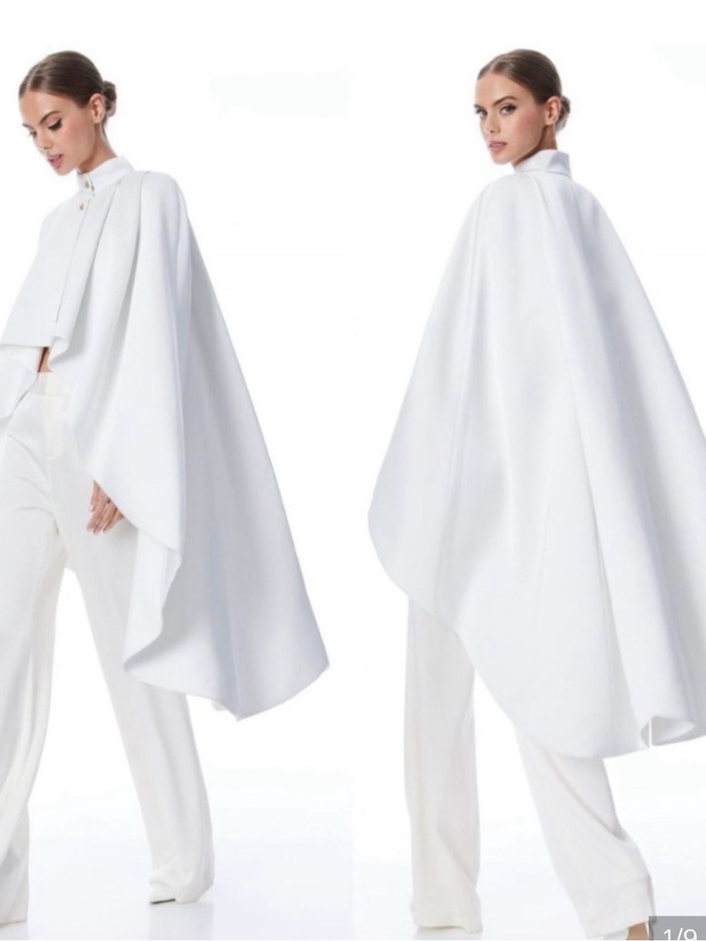 Alice + Olivia White Cape Jacket with High Neck